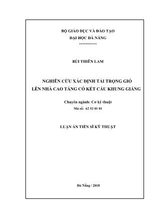 Luận án Nghiên cứu xác định tải trọng gió lên nhà cao tầng có kết cấu khung giằng