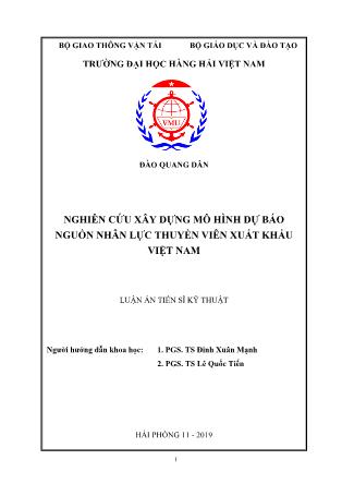 Luận án Nghiên cứu xây dựng mô hình dự báo nguồn nhân lực thuyền viên xuất khẩu Việt Nam