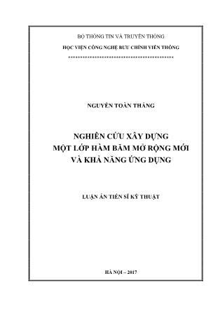 Luận án Nghiên cứu xây dựng một lớp hàm băm mở rộng mới và khả năng ứng dụng