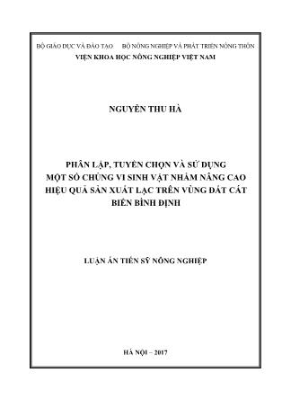 Luận án Phân lập, tuyển chọn và sử dụng một số chủng vi sinh vật nhằm nâng cao hiệu quả sản xuất lạc trên vùng đất cát biển Bình Định