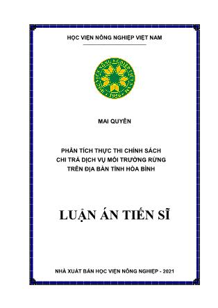 Luận án Phân tích thực thi chính sách chi trả dịch vụ môi trường rừng trên địa bàn tỉnh Hòa Bình