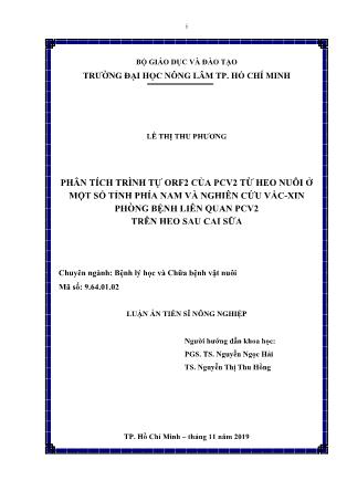 Luận án Phân tích trình tự Orf2 của Pcv2 từ heo nuôi ở một số tỉnh phía Nam và nghiên cứu vắc - Xin phòng bệnh liên quan Pcv2 trên heo sau cai sữa