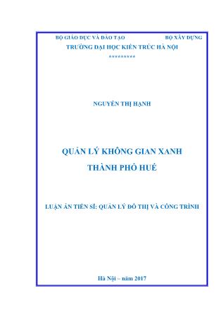 Luận án Quản lý không gian xanh thành phố Huế