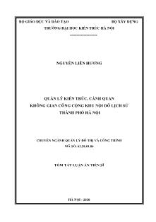 Luận án Quản lý kiến trúc, cảnh quan không gian công cộng khu nội đô lịch sử thành phố Hà Nội
