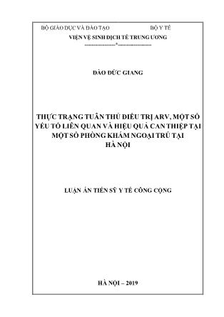 Luận án Thực trạng tuân thủ điều trị arv, một số yếu tố liên quan và hiệu quả can thiệp tại một số phòng khám ngoại trú tại Hà Nội