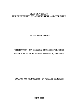 Luận án Utilization of cassava forages for goat production in An giang province, Vietnam