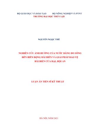 Nghiên cứu ảnh hưởng của nước dâng do sóng đến biến động bãi biển và giải pháp bảo vệ bãi biển Cửa đại, Hội An