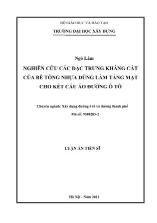 Nghiên cứu các đặc trưng kháng cắt của bê tông nhựa dùng làm tầng mặt cho kết cấu áo đường ô tô