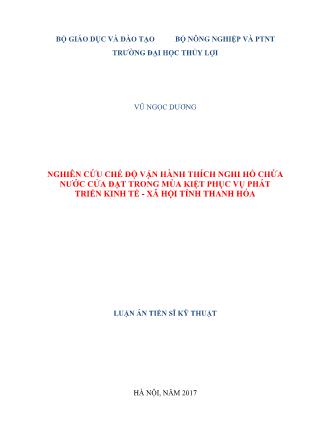 Nghiên cứu chế độ vận hành thích nghi hồ chứa nước cửa đạt trong mùa kiệt phục vụ phát triển kinh tế - Xã hội tỉnh Thanh Hóa