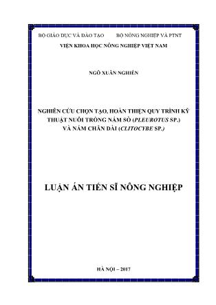 Nghiên cứu chọn tạo, hoàn thiện quy trình kỹ thuật nuôi trồng nấm sò (pleurotus sp.) và nấm chân dài (clitocybe sp.)
