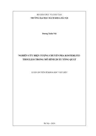 Nghiên cứu hiện tượng chuyển pha kosterlitzthouless trong mô hình 2D XY tổng quát