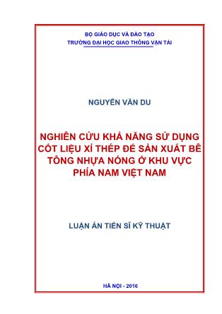 Nghiên cứu khả năng sử dụng cốt liệu xỉ thép để sản xuất bê tông nhựa nóng ở khu vực phía nam Việt Nam