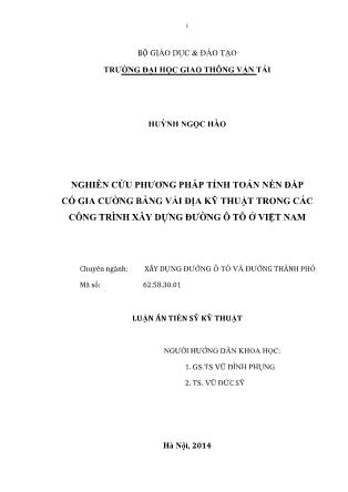 Nghiên cứu phương pháp tính toán nền đắp có gia cường bằng vải địa kỹ thuật trong các công trình xây dựng đường ô tô ở Việt Nam