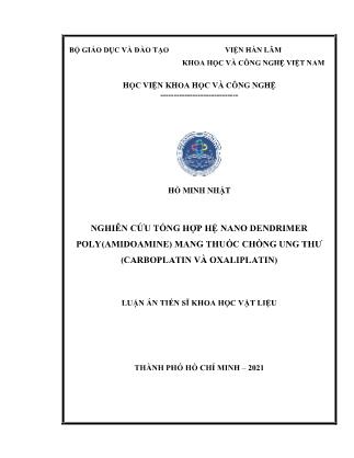 Nghiên cứu tổng hợp hệ nano dendrimer poly(amidoamine) mang thuốc chống ung thư (carboplatin và oxaliplatin)