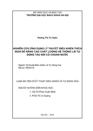 Nghiên cứu ứng dụng lý thuyết điều khiển thích nghi để nâng cao chất lượng hệ thống lái tự động tàu nổi có choán nước