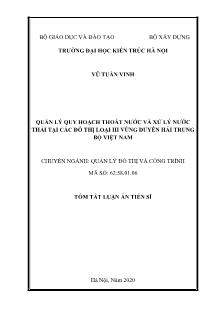 Quản lý quy hoạch thoát nước và xử lý nước thải tại các đô thị loại III vùng duyên hải trung bộ Việt Nam