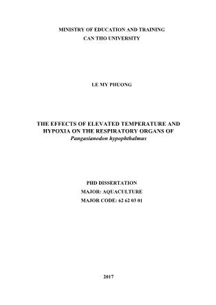 The effects of elevated temperature and hypoxia on the respiratory organs of pangasianodon hypophthalmus