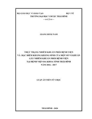 Thực trạng nhiễm khuẩn phổi bệnh viện và đặc điểm kháng kháng sinh của một số vi khuẩn gây nhiễm khuẩn phổi bệnh viện tại bệnh viện đa khoa tỉnh Thái bình năm 2016 - 2017