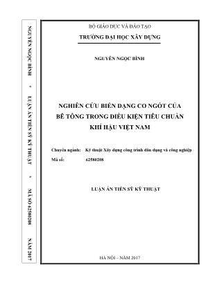 Tóm tắt Luận án Nghiên cứu biến dạng co ngót của bê tông trong điều kiện tiêu chuẩn khí hậu Việt Nam