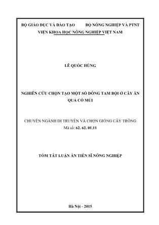 Tóm tắt Luận án Nghiên cứu chọn tạo một số dòng tam bội ở cây ản quả có múi