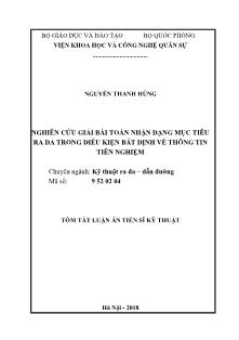 Tóm tắt Luận án Nghiên cứu giải bài toán nhận dạng mục tiêu ra đa trong điều kiện bất định về thông tin tiên nghiệm