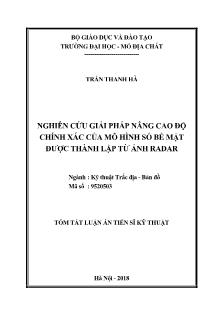 Tóm tắt Luận án Nghiên cứu giải pháp nâng cao độ chính xác của mô hình số bề mặt được thành lập từ ảnh radar