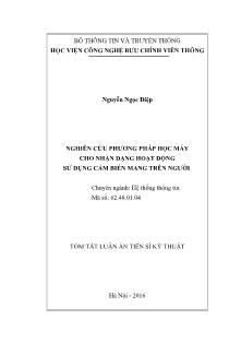 Tóm tắt Luận án Nghiên cứu phương pháp học máy cho nhận dạng hoạt động sử dụng cảm biến mang trên người
