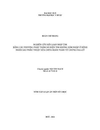 Tóm tắt Luận án Nghiên cứu rối loạn nhịp tim bằng các phương pháp thăm dò điện tim không xâm nhập ở bệnh nhân sau phẫu thuật sửa chữa hoàn toàn tứ chứng fallot