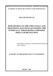 Tóm tắt Luận án Researching on the structural and processing solutions of winding the internally - Pressurized composite shells of revolution