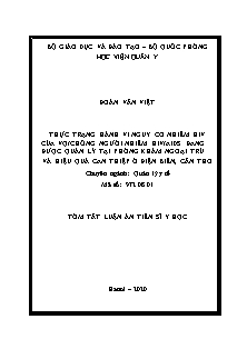 Tóm tắt Luận án Thực trạng hành vi nguy cơ nhiễm HIV của vợ / chồng người nhiễm HIV / AIDS đang được quản lý tại phòng khám ngoại trú và hiệu quả can thiệp ở Điện biên, Cần Thơ