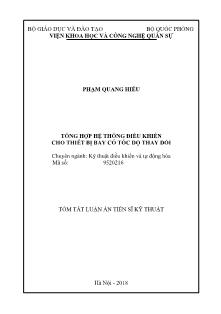 Tóm tắt Luận án Tổng hợp hệ thống điều khiển cho thiết bị bay có tốc độ thay đổi