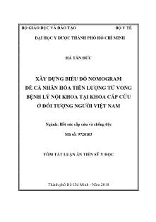 Tóm tắt Luận án Xây dựng biểu đồ nomogram để cá nhân hóa tiên lượng tử vong bệnh lý nội khoa tại khoa cấp cứu ở đối tượng người Việt Nam