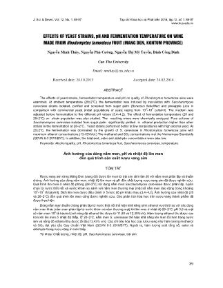 Ảnh hưởng của dòng nấm men, pH và nhiệt độ lên men đến quá trình sản xuất rượu vang sim