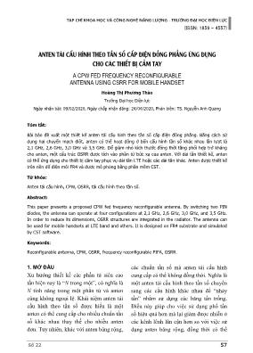 Anten tái cấu hình theo tần số cấp điện đồng phẳng ứng dụng cho các thiết bị cầm tay