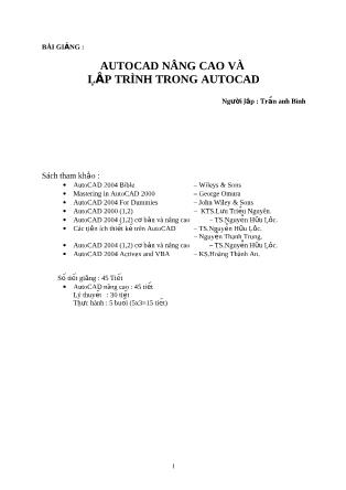 Bài giảng Autocad nâng cao và lập trình trong Autocad