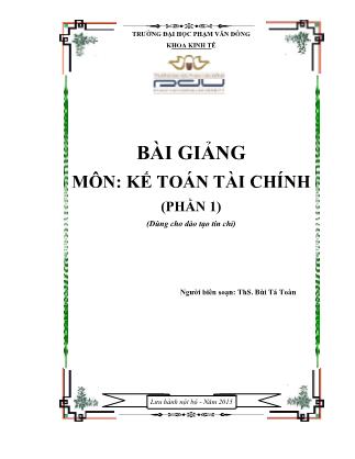 Bài giảng môn Kế toán tài chính (phần 1)