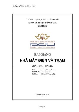 Bài giảng Nhà máy điện và trạm