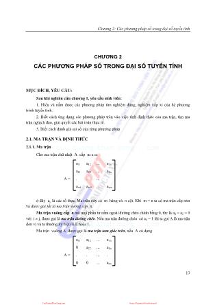 Bài giảng Phương pháp số - Chương 2: Các phương pháp số trong đại số tuyến tính