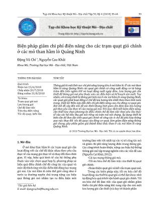 Biện pháp giảm chi phí điện năng cho các trạm quạt gió chính ở các mỏ than hầm lò Quảng Ninh