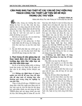 Cần phải đào tạo thật kỹ các cán bộ thư viện phụ trách công tác thiết lập tiêu đề đề mục trong các thư viện