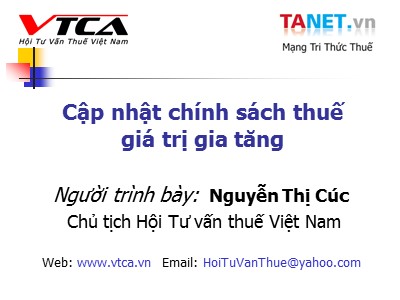 Cập nhật chính sách thuế giá trị gia tăng