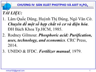 Công nghệ hóa, thực phẩm - Chương IV: Sản xuất photpho và axit H3PO4
