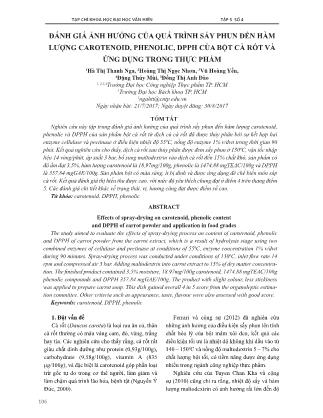 Đánh giá ảnh hưởng của quá trình sấy phun đến hàm lượng carotenoid, phenolic, dpph của bột cà rốt và ứng dụng trong thục phẩm
