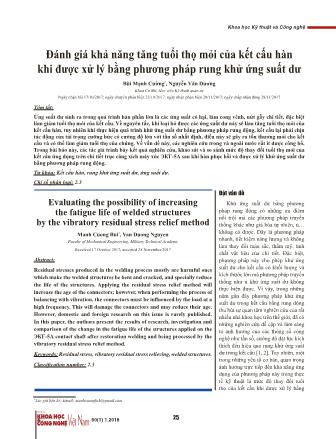 Đánh giá khả năng tăng tuổi thọ mỏi của kết cấu hàn khi được xử lý bằng phương pháp rung khử ứng suất dư