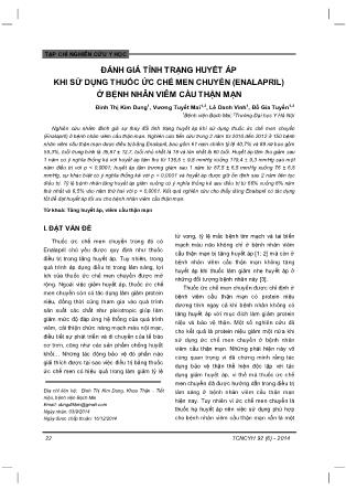 Đánh giá tình trạng huyét áp khi sử dụng thuốc ức chế men chuyến (enalapril) ở bệnh nhân viêm cầu thận mạn