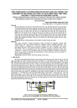 Điều khiển động cơ không đồng bộ rotor lồng sóc không cần cảm biến tốc độ trong cấu trúc có tách kênh trực tiếp theo nguyên lý thích nghi sử dụng mẫu chuẩn