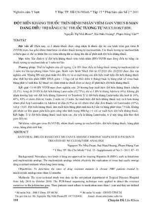 Đột biến kháng thuốc trên bệnh nhân viêm gan virus B mạn đang điều trị bằng các thuốc tương tự nucleos(t)ide