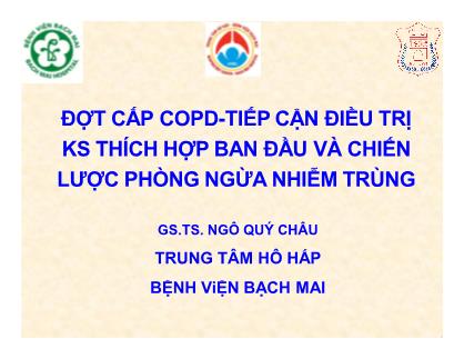 Đợt cấp copd - Tiếp cận điều trị ks thích hợp ban đầu và chiến lược phòng ngừa nhiễm trùng