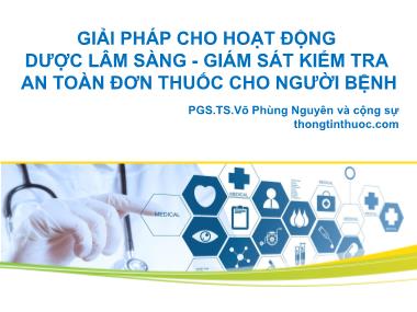 Dược học - Giải pháp cho hoạt động dược lâm sàng - Giám sát kiểm tra an toàn đơn thuốc cho người bệnh