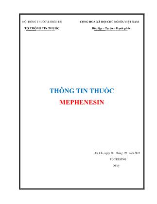 Dược lí - Thông tin thuốc mephenesin